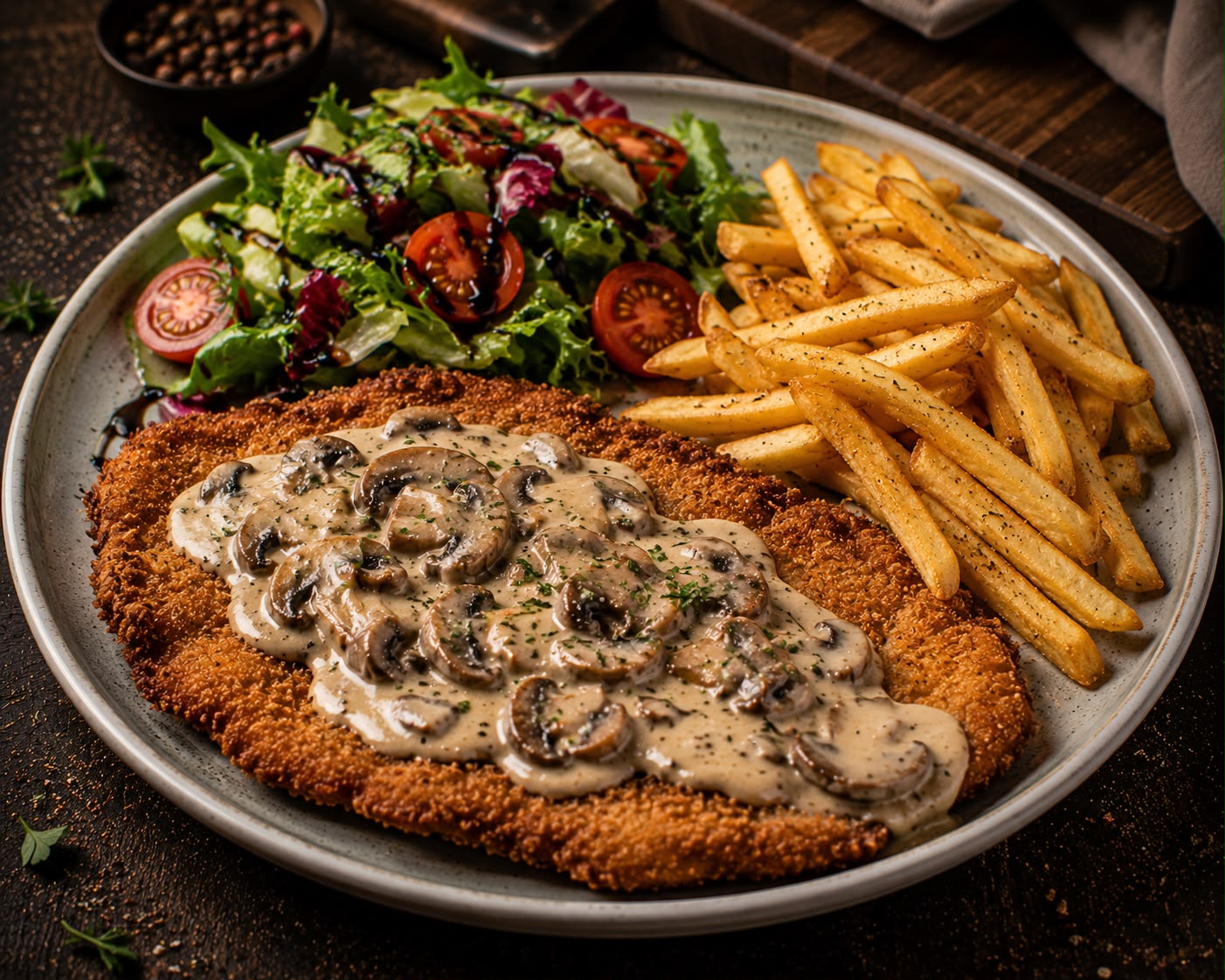 KREMALI MANTARLI SCHNİTZEL
